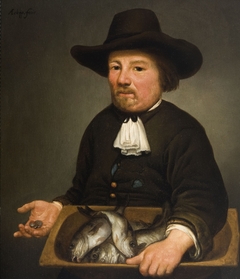 A Man holding a Platter of Fish by Aelbert Cuyp