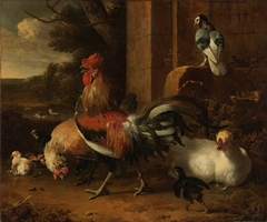 A poultry yard by Melchior d'Hondecoeter