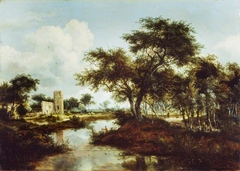 A Ruin on the Bank of a River by Meindert Hobbema