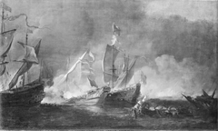 A Turkish Galley in an Encounter with two British Warships by Willem van de Velde the Younger