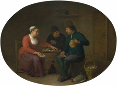 A Woman playing Cards with Two Peasants by Hendrik Martenszoon Sorgh