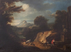 A Wooded Landscape with a Fountain by Anonymous