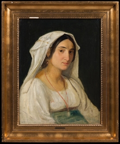 An Italian Woman From the Area of Lake Albano Wearing a White Head Piece by Wilhelm Marstrand