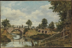 An Old Bridge at Hendon, Middlesex by Frederick W Watts