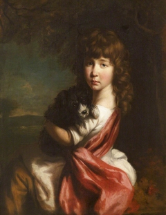 An Unknown Young Girl with a Pet Dog by Anonymous