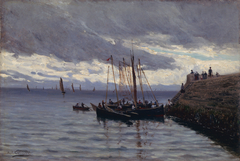 Arrivée des pêcheurs de sardines by Alfred Guillou