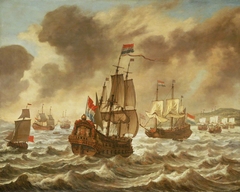 Before the Battle of the Downs, 21 October 1639, Showing Tromp's Flagship 'Amelia' by Reinier Nooms