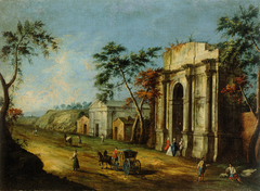 Capriccio with a Classical Triumphal Arch by Francesco Albotto