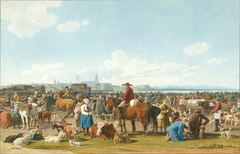 Cattle Market before a Large City on a Lake by Wilhelm von Kobell