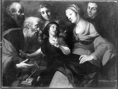 Christus als Knabe, Maria, Petrus, zwei Heilige und ein Geistlicher by Francesco Rustici