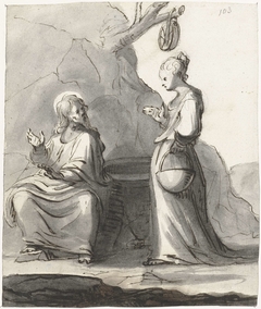 Christus en de Samaritaanse vrouw bij de bron by Moses ter Borch