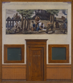 Clearing the Right of Way (mural study, Garrett, Indiana Post Office) by Joe Cox