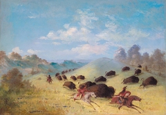 Comanche Indians Chasing Buffalo with Lances and Bows by George Catlin