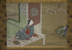 Courtesan Resting on the Veranda by Furuyama Moromasa