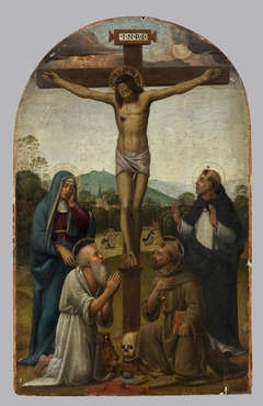 Crusifixion with the Virgin Mary and Sts Dominic, Jerome and Francis by Antonio del Ceraiolo