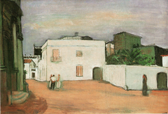 Devant l'Église de Tossa (Espagne) by Georges Kars