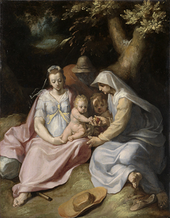 Die Heilige Familie mit der Heiligen Elisabeth und dem Johannesknaben im Walde by Cornelis Cornelisz. van Haarlem