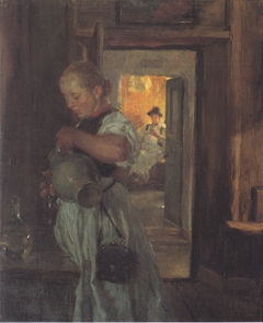 Die Tiroler Kellnerin by Albin Egger-Lienz