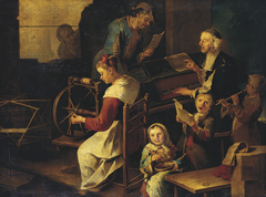 Domestic Scene with Musicians and Woman Spinning by Giacomo Francesco Cipper