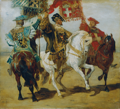 Drei berittene Standartenträger by Hans Makart