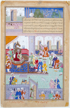 Emperor Babur Holding Court, folio from an Akbarnama by Indian