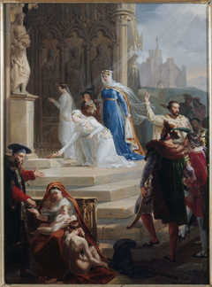 Esquisse pour l'église Sainte-Elisabeth : Sainte Elisabeth, reine de Hongrie, déposant sa couronne aux pieds de l'image de Jésus-Christ by Merry-Joseph Blondel