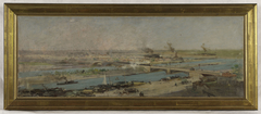 Esquisse pour la salle du conseil municipal de la mairie d'Alfortville : Vue d'Alfortville prise des hauteurs de Charenton by Raoul Arus