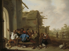 Figures before a Village Inn by Cornelis Saftleven