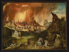 Fire of Sodom, Lot with his daughters (Genesis 19:30-35) by Herri met de Bles