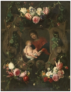 Flower garland around the Virgin and Child by Daniel Seghers