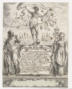 Frontispiece Design for De wonderlyke reizen van Fernando Mendez Pinto by Pieter Jansz