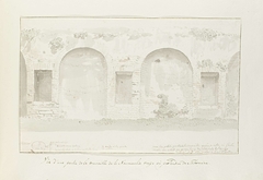 Gezicht op muur van Naumachie in Taormina by Louis Ducros