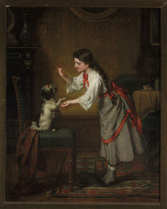 Girl with a dog by Leopold Loeffler