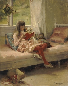 Good Friends (Portrait of the Artist's Sister Bertha Edelfelt) by Albert Edelfelt