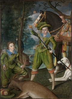 Henry Frederick (1594–1612), Prince of Wales, with Sir John Harington (1592–1614), in the Hunting Field by Robert Peake the elder