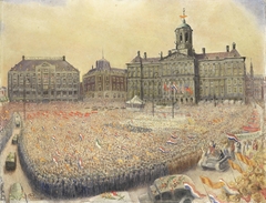 Het bevrijdingsfeest op de Dam op 9 mei 1945 by Jan Gregoire