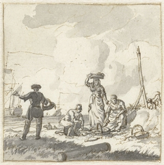 Het sorteren van vis op het strand by Hendrik Kobell