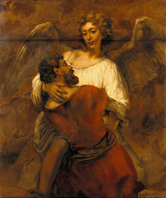 Jacob wrestling with the angel by Rembrandt