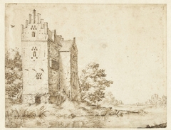 Kasteel aan de oever van een rivier by Unknown Artist