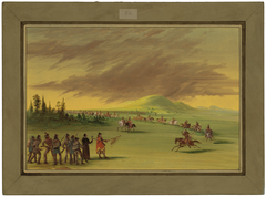 La Salle Meets a War Party of Cenis Indians on a Texas Prairie.  April 25, 1686 by George Catlin