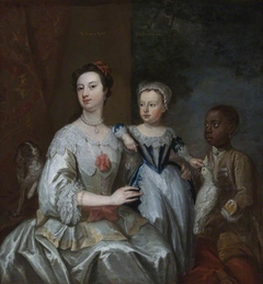 Lady Grace Carteret, Countess of Dysart (1713-1755) with a Child (possibly Lady Frances Tollemache [1738 - 1807]), a Black Servant, Cockatoo and Spaniel by John Giles Eccardt