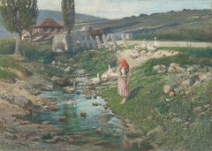 Landscape with a Shepherdess of Geese by Vojtech Angyal