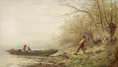 Landscape with Boatman by J C Thom