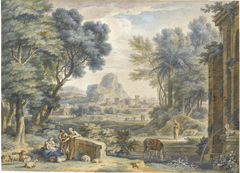 Landscape with the Flight into Egypt by Jan van Huysum