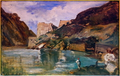 Le Castillo et le Goulet de pasagès. Marée haute by Gustave Colin