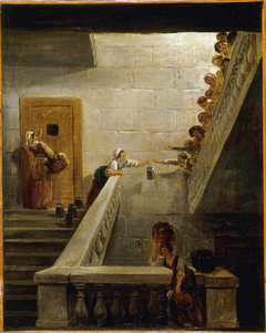 Le Ravitaillement des prisonniers à la prison de Saint-Lazare by Hubert Robert