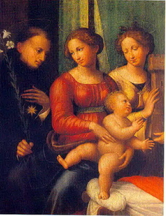 Madonna and Child with St. Dominic and St. Barbara by Innocenzo di Pietro Francucci da Imola