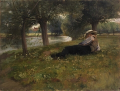 Man Reclining beside a Stream by Eliphalet Frazer Andrews