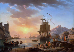 Marine, Sunset by Claude-Joseph Vernet