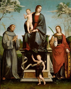 Mary with Child, St. Francis, St. Catherine and young St. John the Baptist by Francesco Francia